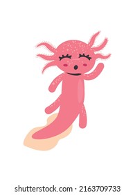 flat pretty axolotl design over white