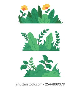 Conjunto de ilustración de arbusto bonito plano