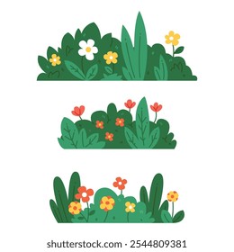 Flach hübsch Busch Illustration Set