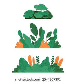 Conjunto de ilustração de arbusto bonito plano