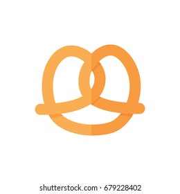 Flat pretzel icon. Vector illustration isolated on a white background. Simple color pictogram of pretzel.