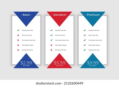 flat price table comparison business template
