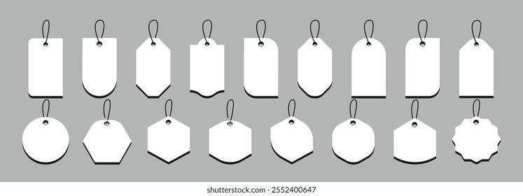 Flat price tag icons simple discount price. White blank clothing tag label isolated on white background . label flat Icon set editable vector illustration.