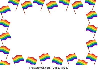 Flache Stolz Horizontale Banner Vorlage mit LGBTQ Regenbogenflagge. Friedens- und Gleichheitskonzept. Vektorgrafik Handgezeichnete Illustration für Pride Monat