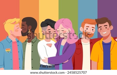 Flat pride month lgbtq community gay lesbian love happy pride day illustration