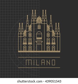 Flat print design of Duomo di Milano Italy illustration vector