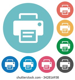 Flat print icon set on round color background. 8 color variations included with light theme.