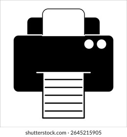Flat printer icon in Black filled styles, minimalist vector design in EPS 10 format. Includes printing machine symbol with Black color fill, ideal for user interface, app, web, and off