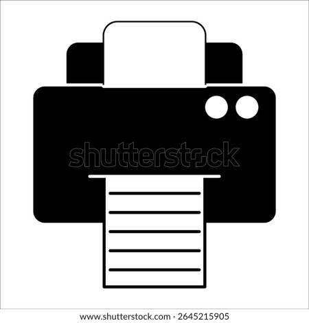 Flat printer icon in Black filled styles, minimalist vector design in EPS 10 format. Includes printing machine symbol with Black color fill, ideal for user interface, app, web, and off