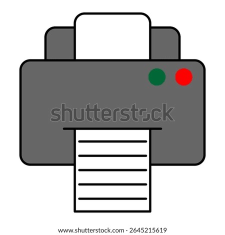 Flat printer icon in filled styles, minimalist vector design in EPS 10 format. Includes printing machine symbol with color fill, ideal for user interface, app, web, and off
