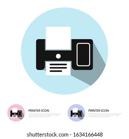 Flat printer icon for mobile applications or websites