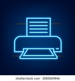 Flat printer icon. printer with paper a4 sheet and printed text document. Vector illustration.