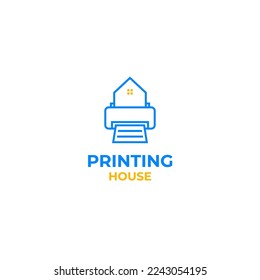 Flat printing house logo design vector template illustration