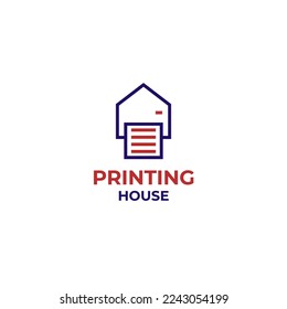 Flat printing house logo design vector template illustration