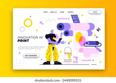 flat printing industry landing page vector design in eps 10