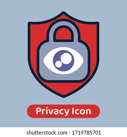 flat privacy eye locked vector icon editable