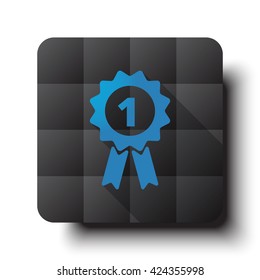 Flat Prize Ribbon icon on black app button with drop shadow