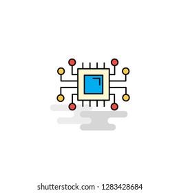 Flat Processor Icon. Vector