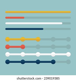 Flat progress bars set. Vector illustration
