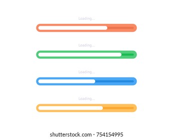 Flat progress loading bar. Vector progress upload indicator bar