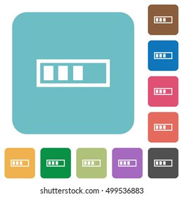 Flat progressbar icons on rounded square color backgrounds.