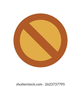 Flat Prohibition Sign with Diagonal Bar and Yellow Background Circle