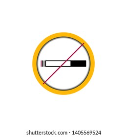 Flat prohibition sign. Do not smoke. A burning cigarette crossed in a circle. Vector illustration.