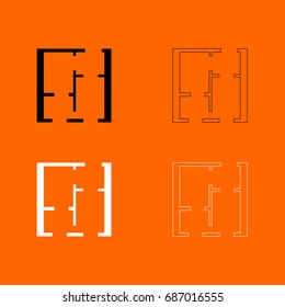 Flat project apartment black and white set  icon .