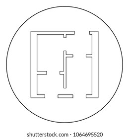 Flat project appartment icon black color in circle