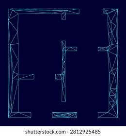 Flat project appartment low poly triangulation triangulated polygonal electric cyan blue vibrant aqua neon color vector illustration image outline contour line style