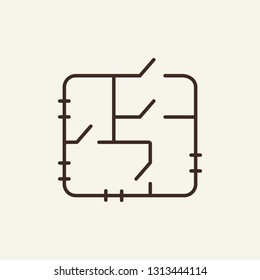 Flat project line icon. Apartment plan on white background. Architecture concept. interior, design, architecture