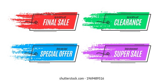 Flat promotion original banner, sales background, price tag. Vector illustration