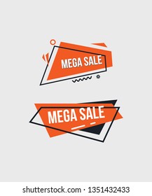 Flat promotion ribbon banner, scroll, price tag, sticker, badge, poster.