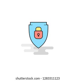 Flat Protected shield  Icon. Vector