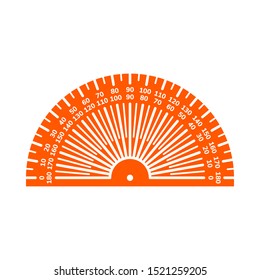 Flat protractor icon isolated on white background. Element for graphic and web design. Vector illustration.