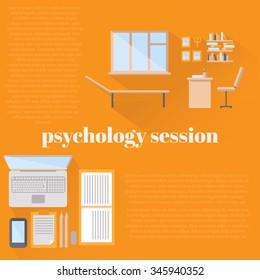 flat psychologist office for counseling, office workplace