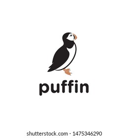 flat puffin vector logo design illustration svg