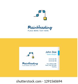 Flat Pulley Logo and Visiting Card Template. Busienss Concept Logo Design