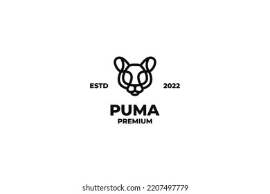 Flat Puma Head Logo Design Vector