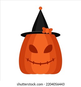 Flat pumpkin vector illustration (halloween)