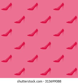 Flat pumps seamless pattern. Glamour design element. High heels shoes background