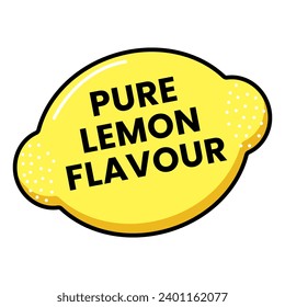 Flat Pure Lemon Flavour isolated sticker vector illustration