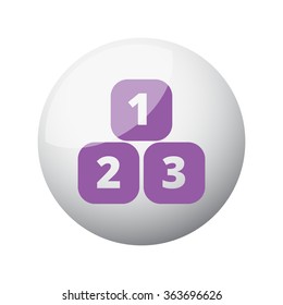 Flat purple 123 Blocks icon on 3d sphere