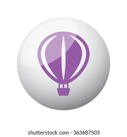 Flat purple Air Balloon icon on 3d sphere