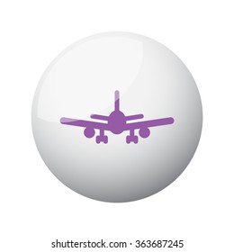 Flat purple Airplane icon on 3d sphere