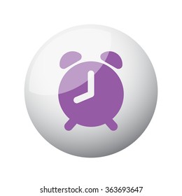 Flat purple Alarm Clock icon on 3d sphere
