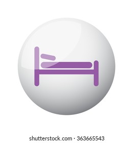 Flat purple Bed icon on 3d sphere