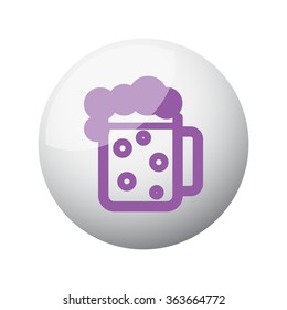Flat purple Beer icon on 3d sphere