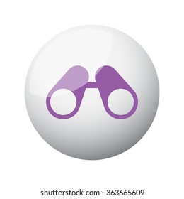 Flat purple Binoculars icon on 3d sphere