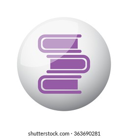 Flat purple Books icon on 3d sphere